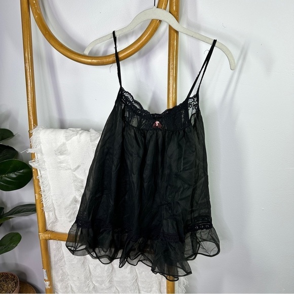 Vintage Tops - Vintage Black Lace Babydoll Top sz M
